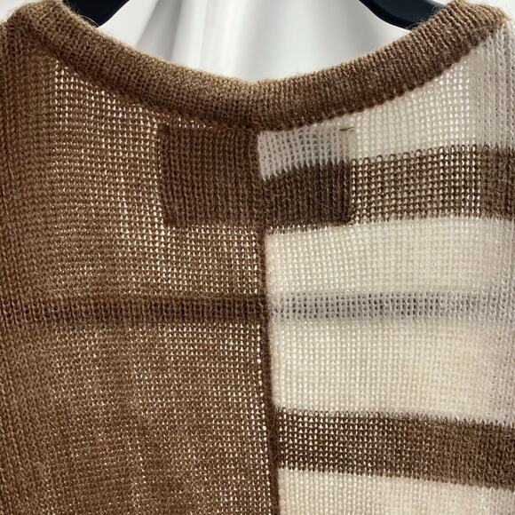 Brochu Walker Open Front Sweater Womens One Size Knit Brown Cream Luxury - Picture 10 of 15